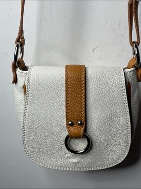 Borse in Pelle leather Italian Bag EUC white & tan Crossbody